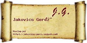 Jakovics Gerő névjegykártya